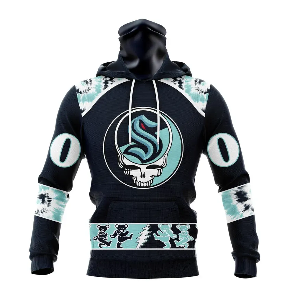 NHL Seattle Kraken Special Grateful Dead Design St2301 Mask Hoodie