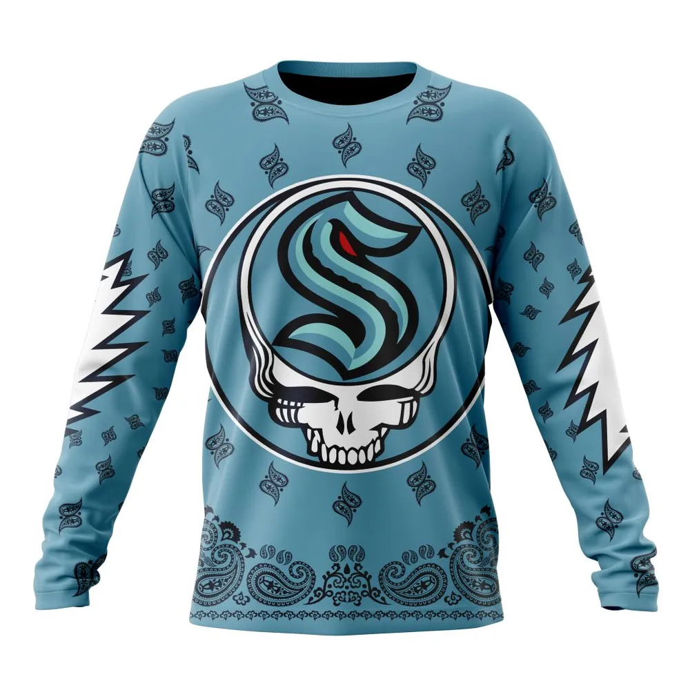 NHL Seattle Kraken Special Grateful Dead Design St2303 Long Sleeved Sweatshirt 