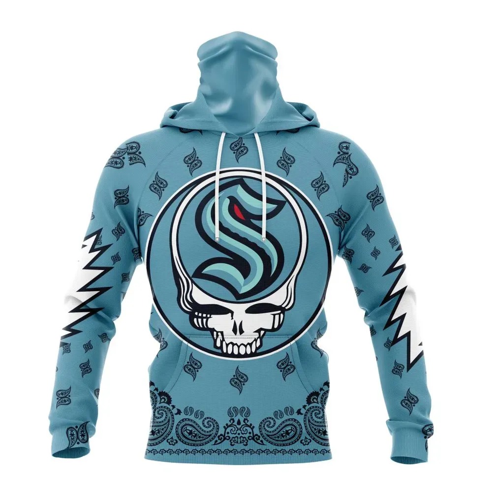 NHL Seattle Kraken Special Grateful Dead Design St2303 Mask Hoodie