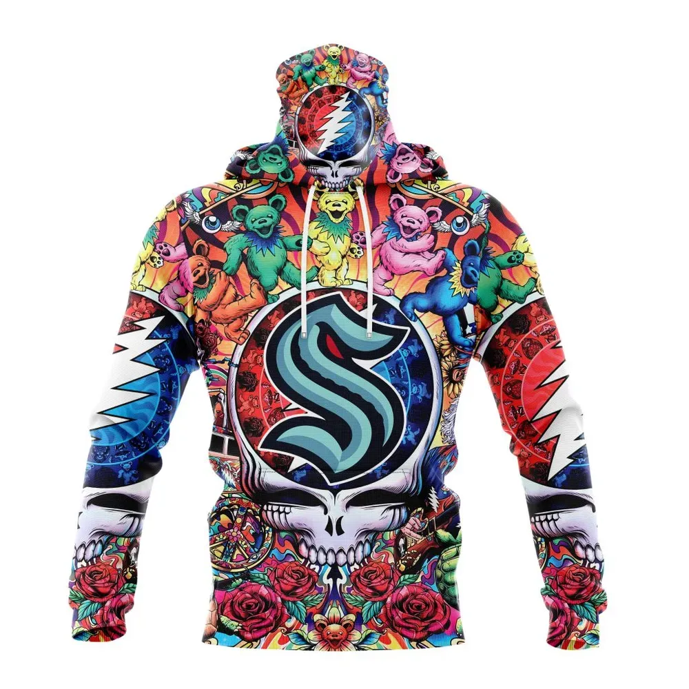 NHL Seattle Kraken Special Grateful Dead Design St2304 Mask Hoodie