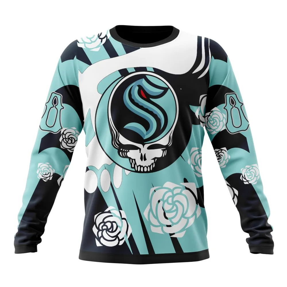 NHL Seattle Kraken Special Grateful Dead Design St2305 Long Sleeved Sweatshirt 