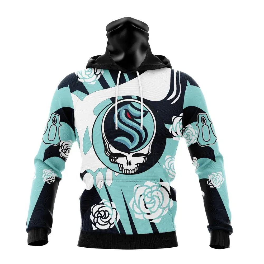 NHL Seattle Kraken Special Grateful Dead Design St2305 Mask Hoodie