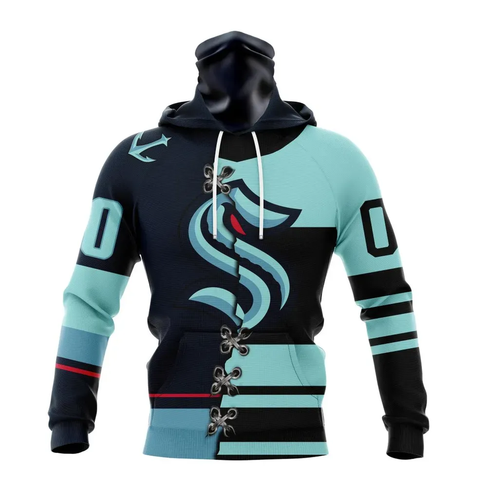 NHL Seattle Kraken Special Home Mix Reverse Retro Personalized Kits Mask Hoodie