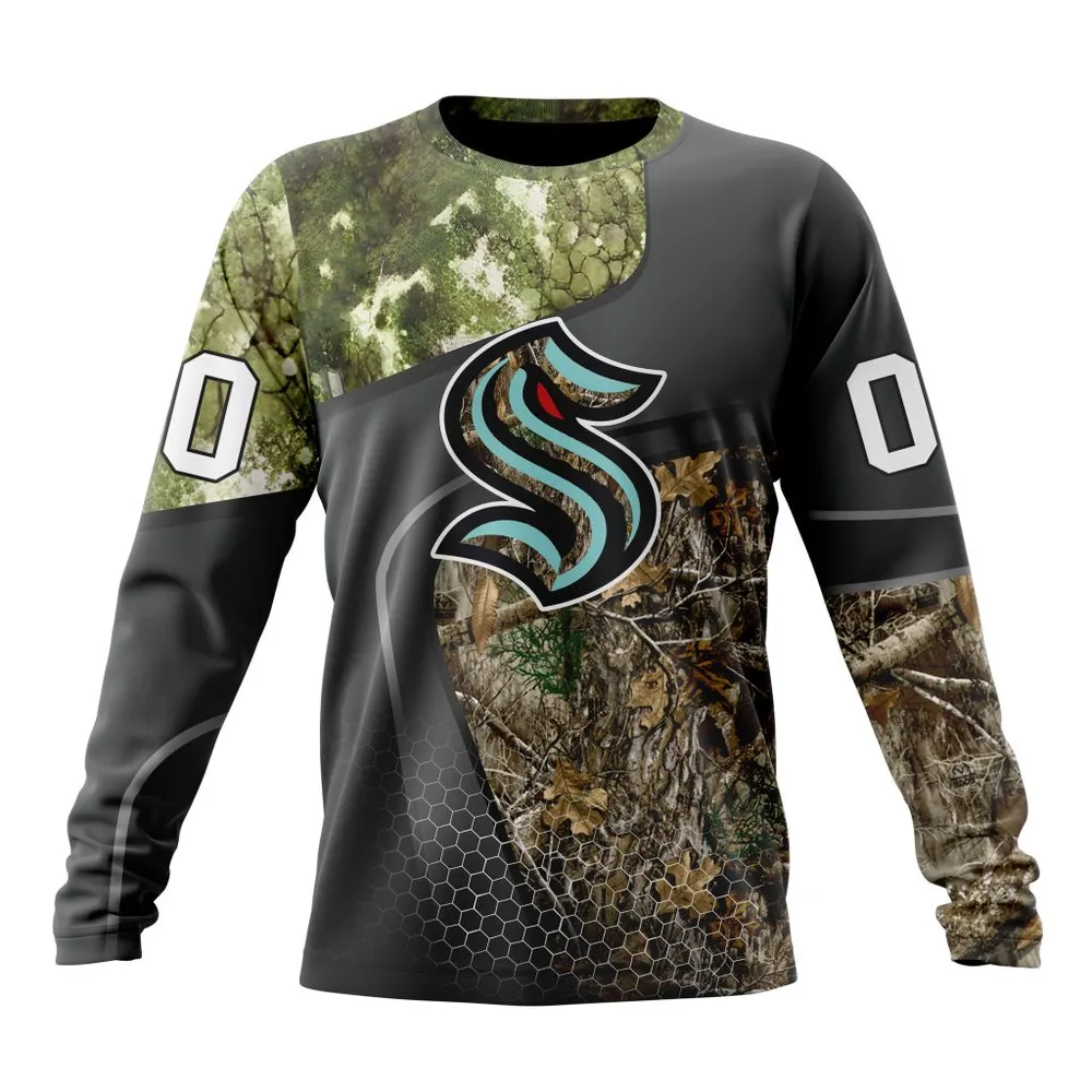 NHL Seattle Kraken Special Hunting Camo Design St2302 Long Sleeved Sweatshirt 