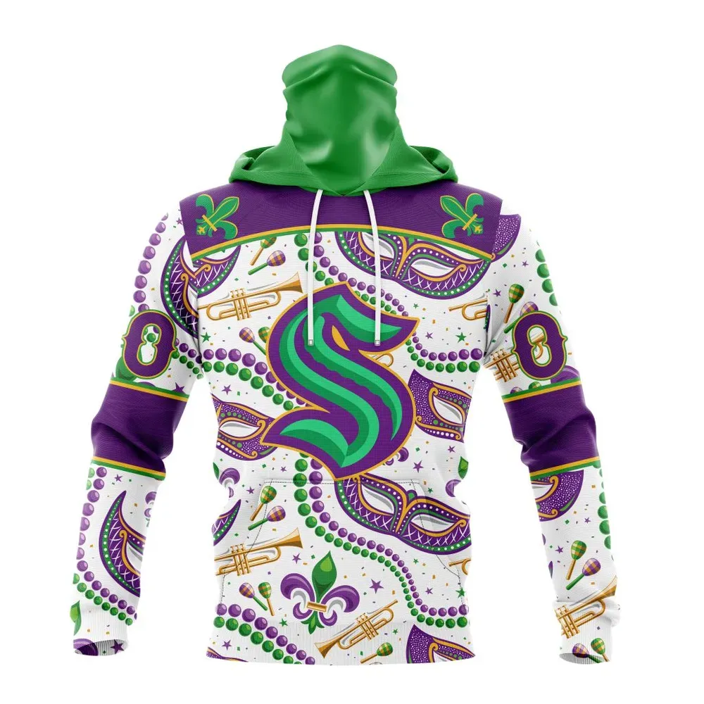 NHL Seattle Kraken Special Mardi Gras Design St2401 Mask Hoodie