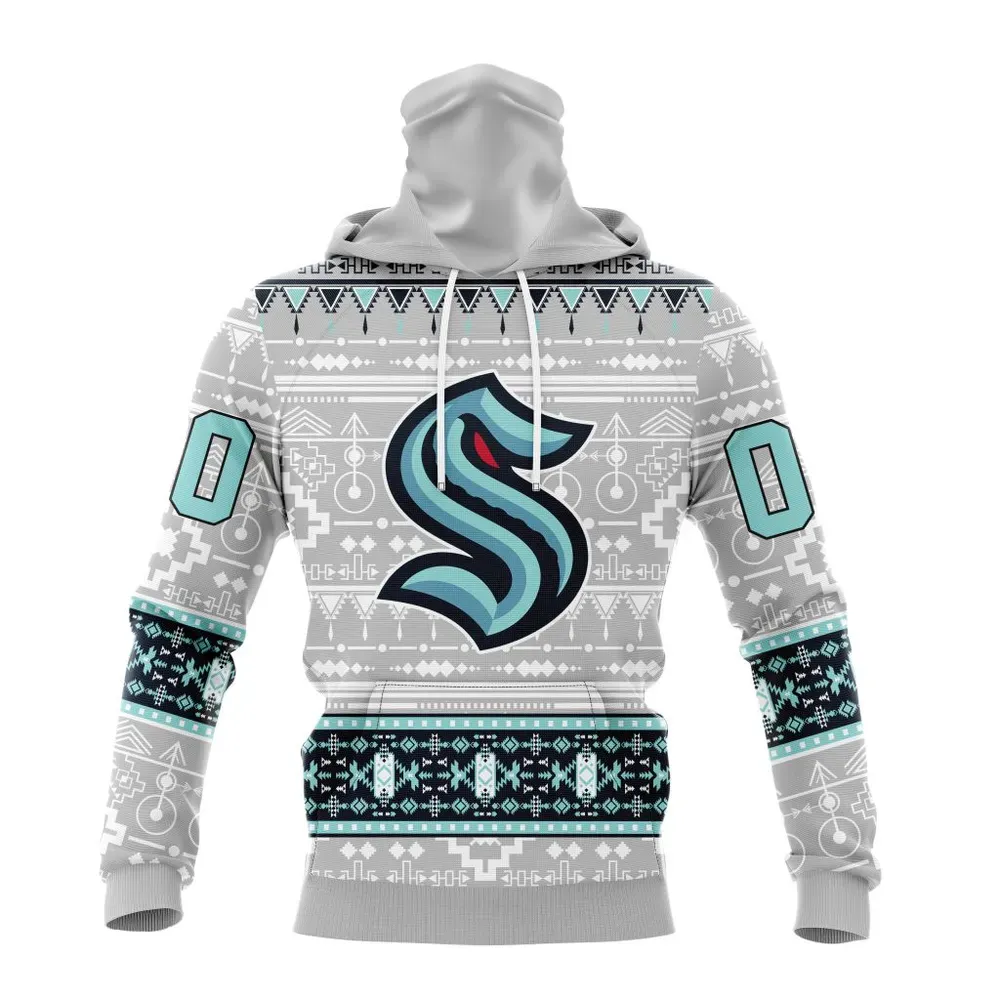 NHL Seattle Kraken Special Native Design St2302 Mask Hoodie