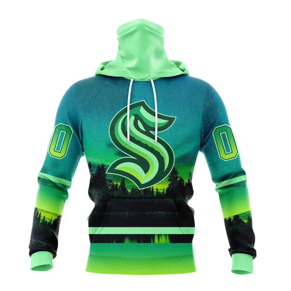 NHL Seattle Kraken Special Northern Lights Design St2302 Mask Hoodie