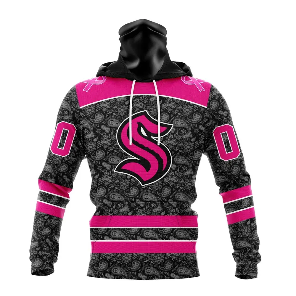 NHL Seattle Kraken Special Pink In The Rink Fight Breast Cancer St2301 Mask Hoodie