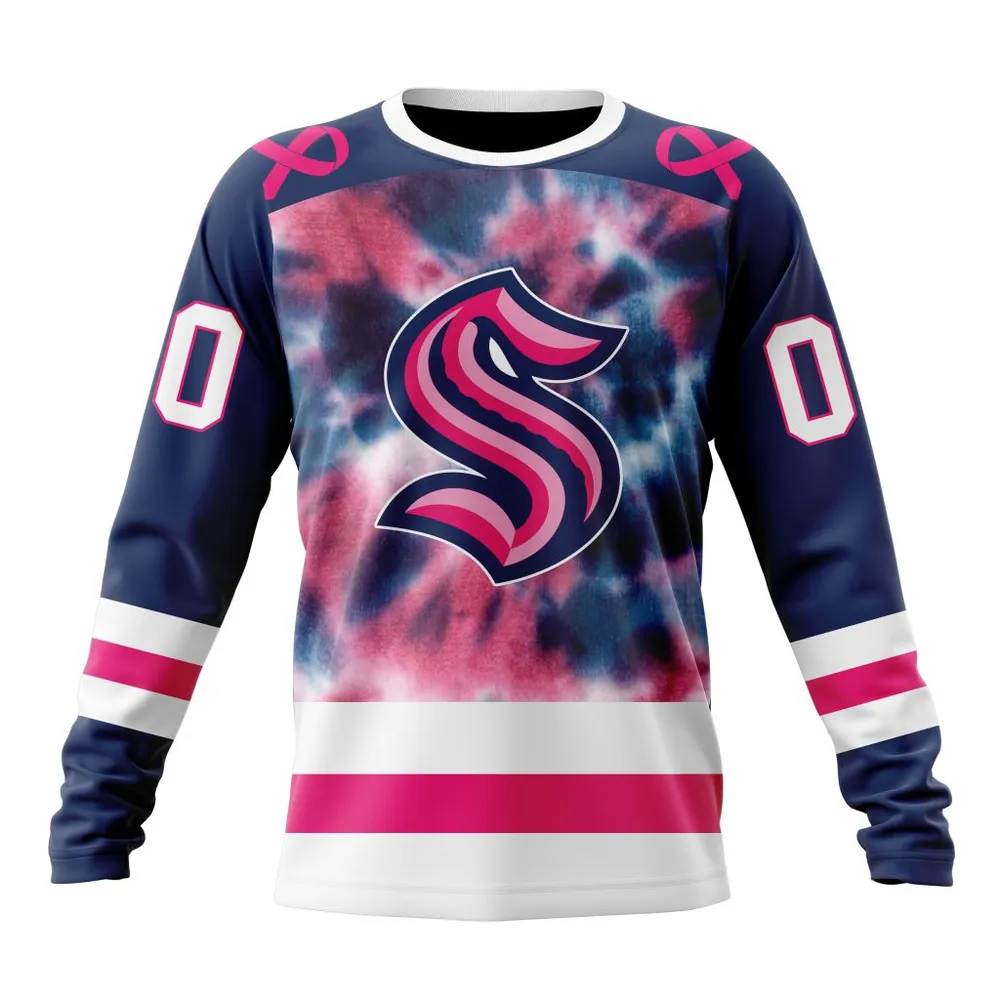 NHL Seattle Kraken Special Pink October Fight Breast Cancer St2303 Long Sleeved Sweatshirt 