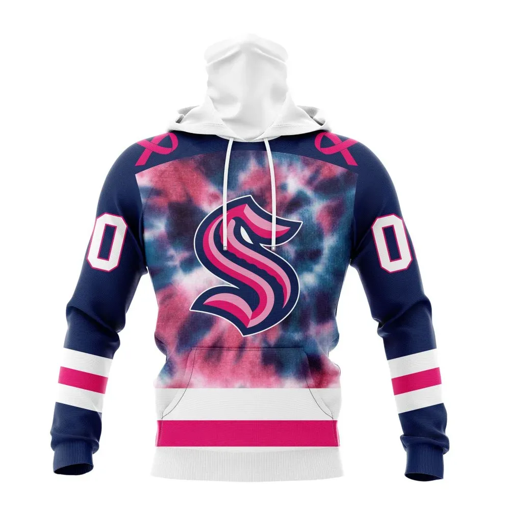 NHL Seattle Kraken Special Pink October Fight Breast Cancer St2303 Mask Hoodie