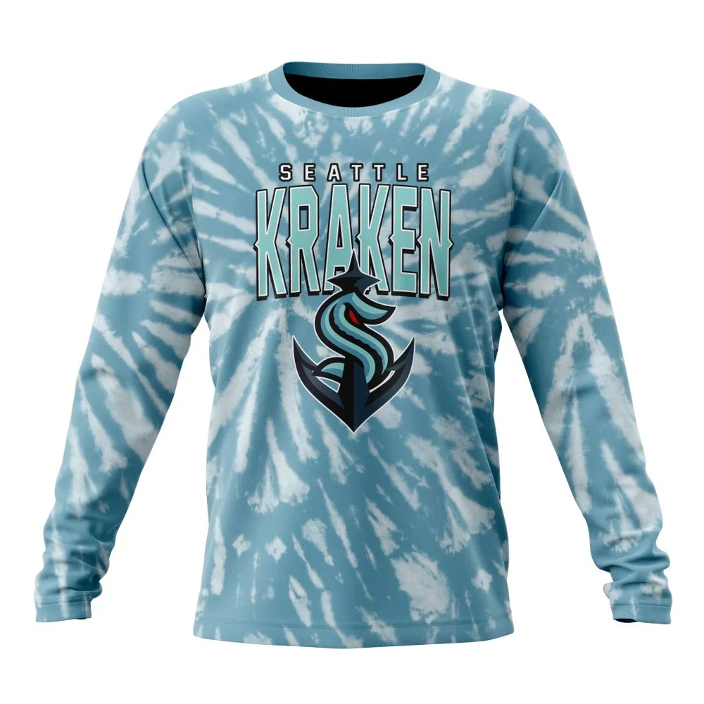 NHL Seattle Kraken Special Retro Vintage Tie Dye St2201 Long Sleeved Sweatshirt 