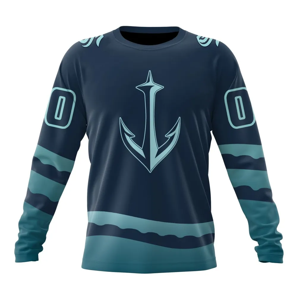 NHL Seattle Kraken Special Two-Tone Design St2401 Long Sleeved Sweatshirt 