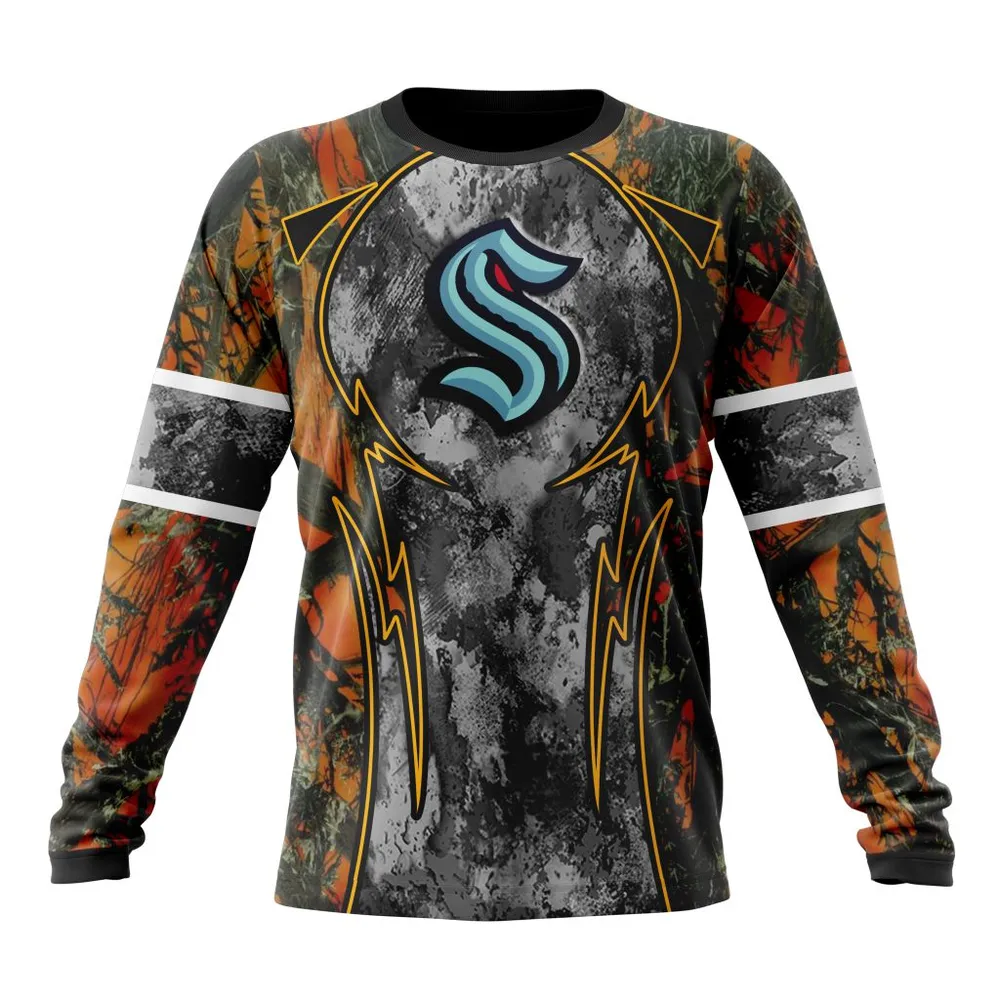 NHL Seattle Kraken | Specialized Design Wih Camo Concepts For Hungting In Forest Long Sleeved Sweatshirt 