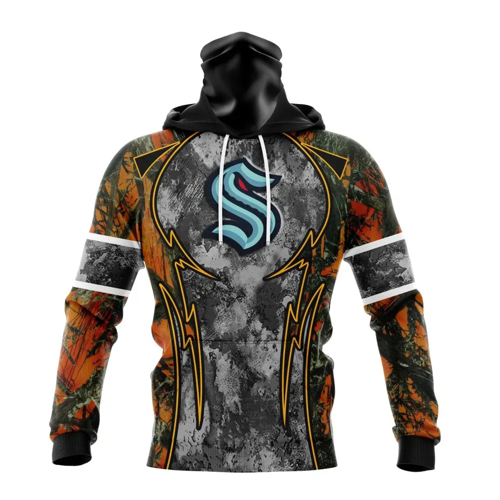 NHL Seattle Kraken | Specialized Design Wih Camo Concepts For Hungting In Forest Mask Hoodie