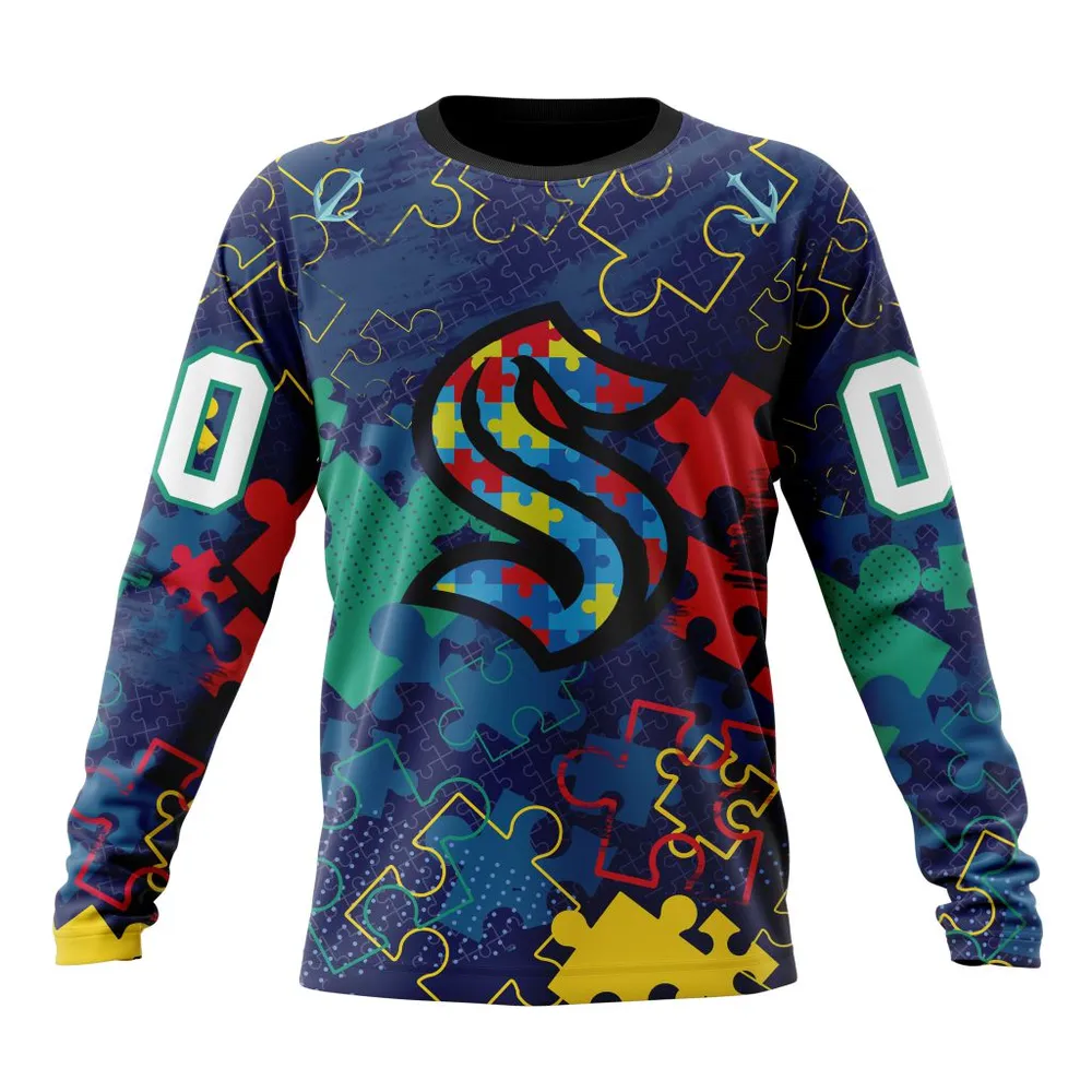 NHL Seattle Kraken | Specialized Fearless Aganst Autism Long Sleeved Sweatshirt 