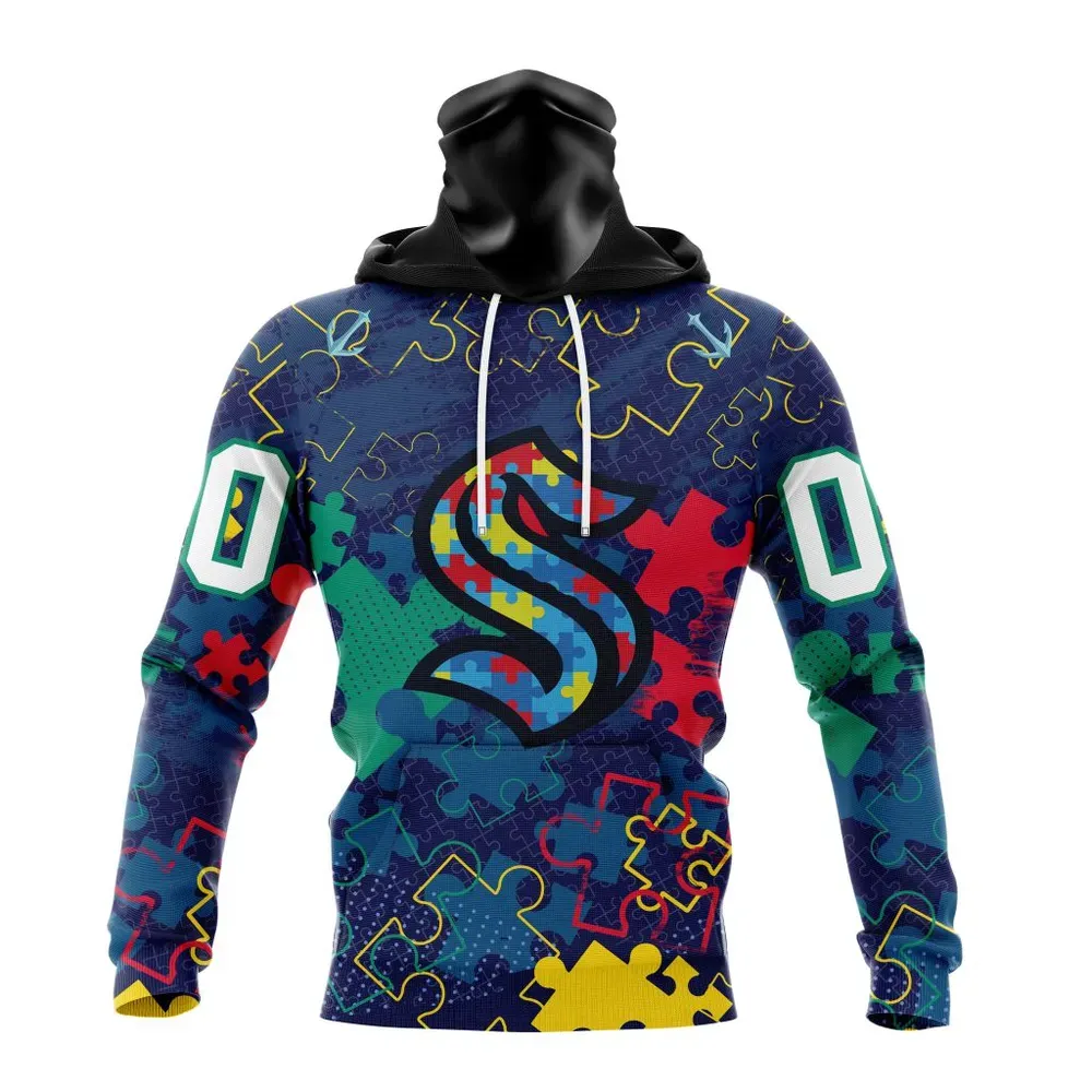 NHL Seattle Kraken | Specialized Fearless Aganst Autism Mask Hoodie