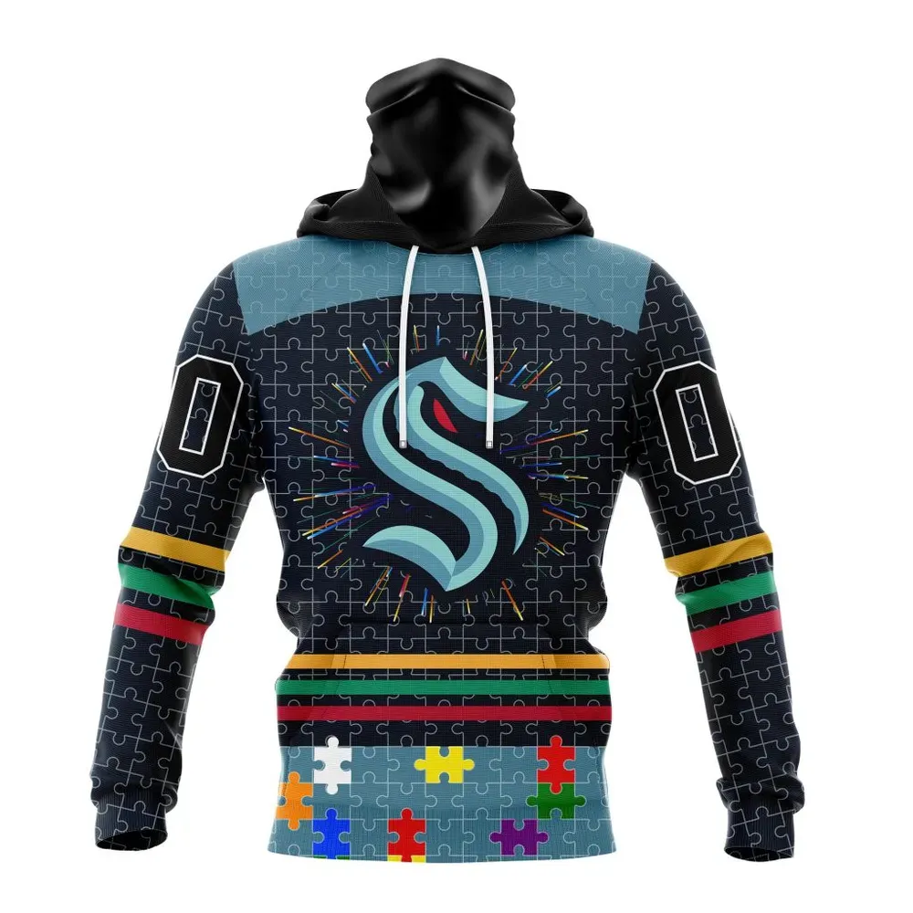 NHL Seattle Kraken | Specialized Fearless Aganst Autism V0122 Mask Hoodie