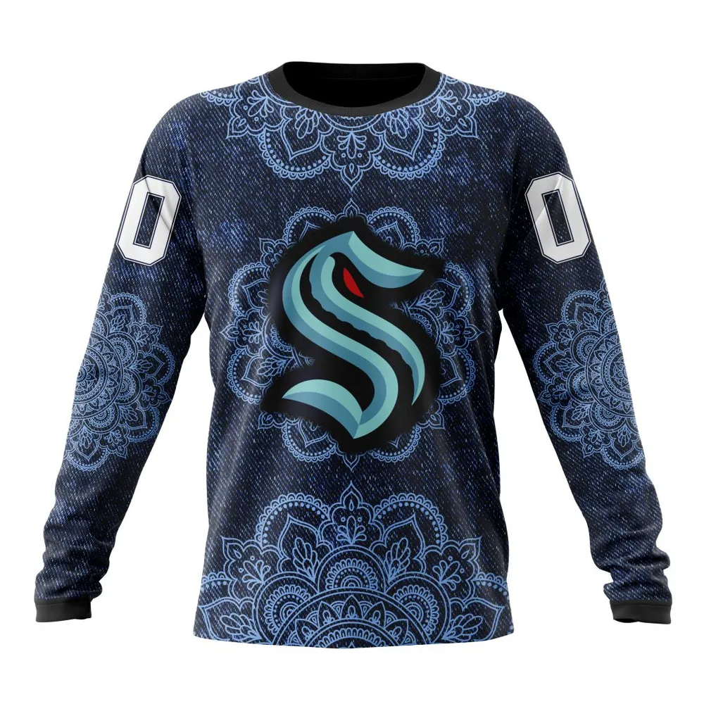 NHL Seattle Kraken | Specialized Mandala Style St2201 Long Sleeved Sweatshirt 