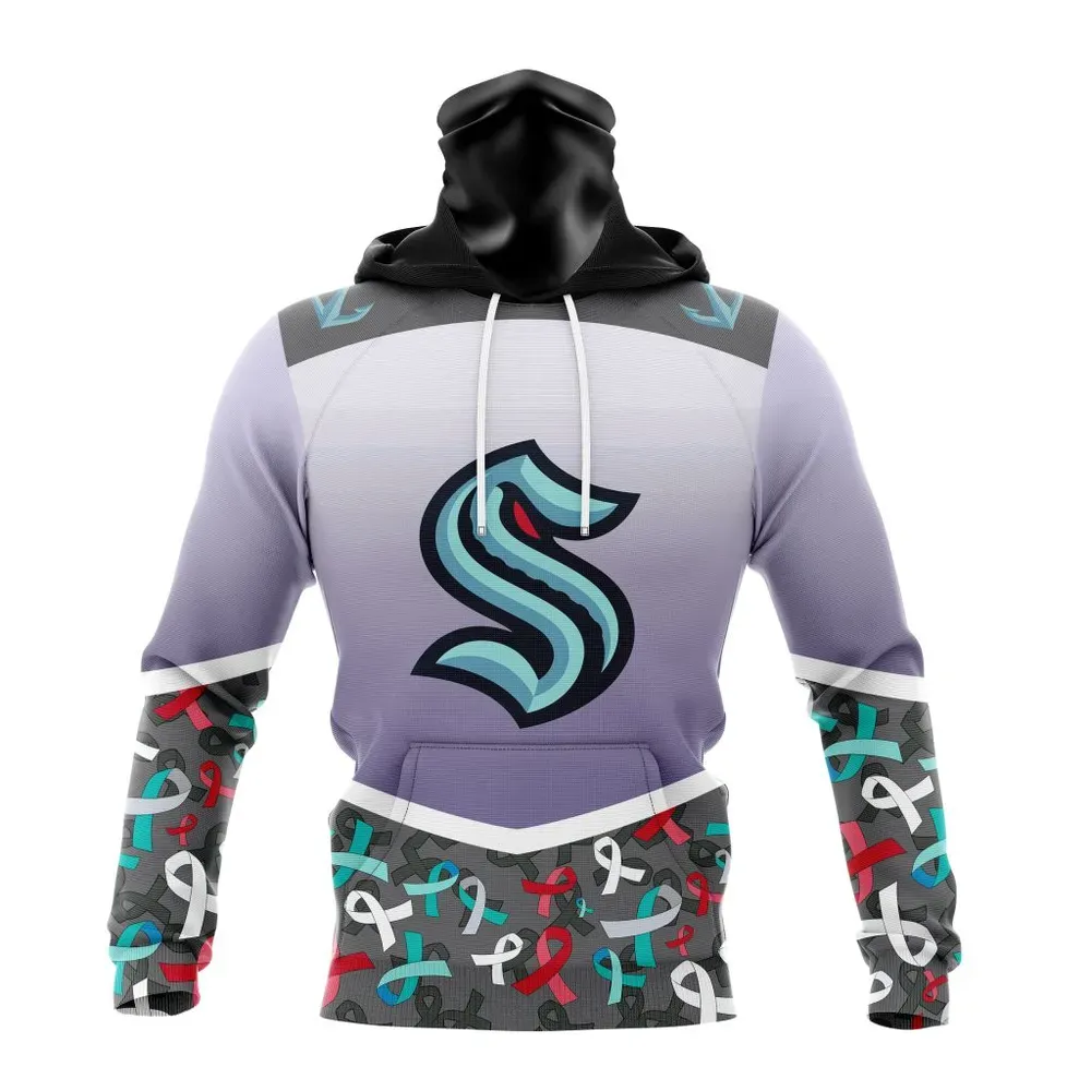 NHL Seattle Kraken | Specialized Sport Fights Again All Cancer V0122 Mask Hoodie