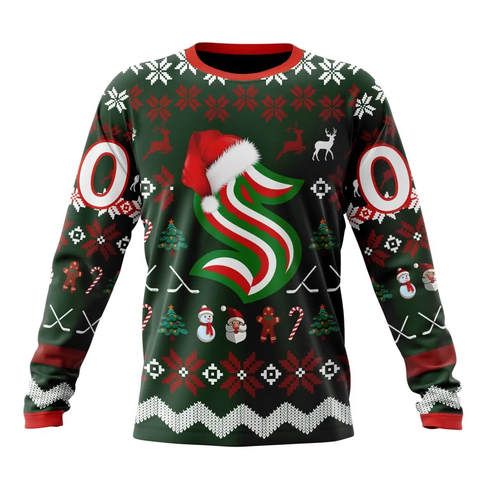 NHL Seattle Kraken | Specialized Unisex Christmas Is Coming Long Sleeved Sweatshirt 