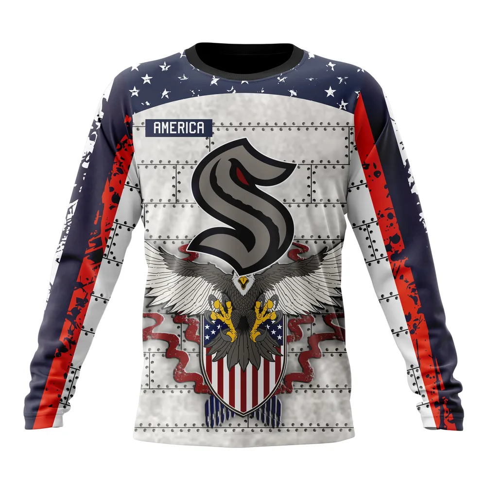 NHL Seattle Kraken | Specialized Unisex In Us Concepts V0222 Long Sleeved Sweatshirt 