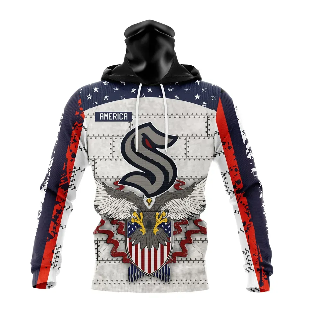 NHL Seattle Kraken | Specialized Unisex In Us Concepts V0222 Mask Hoodie