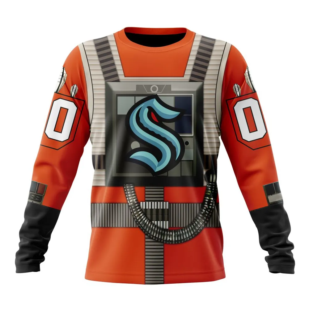 NHL Seattle Kraken Star Wars Rebel Pilot Design St2201 Long Sleeved Sweatshirt 