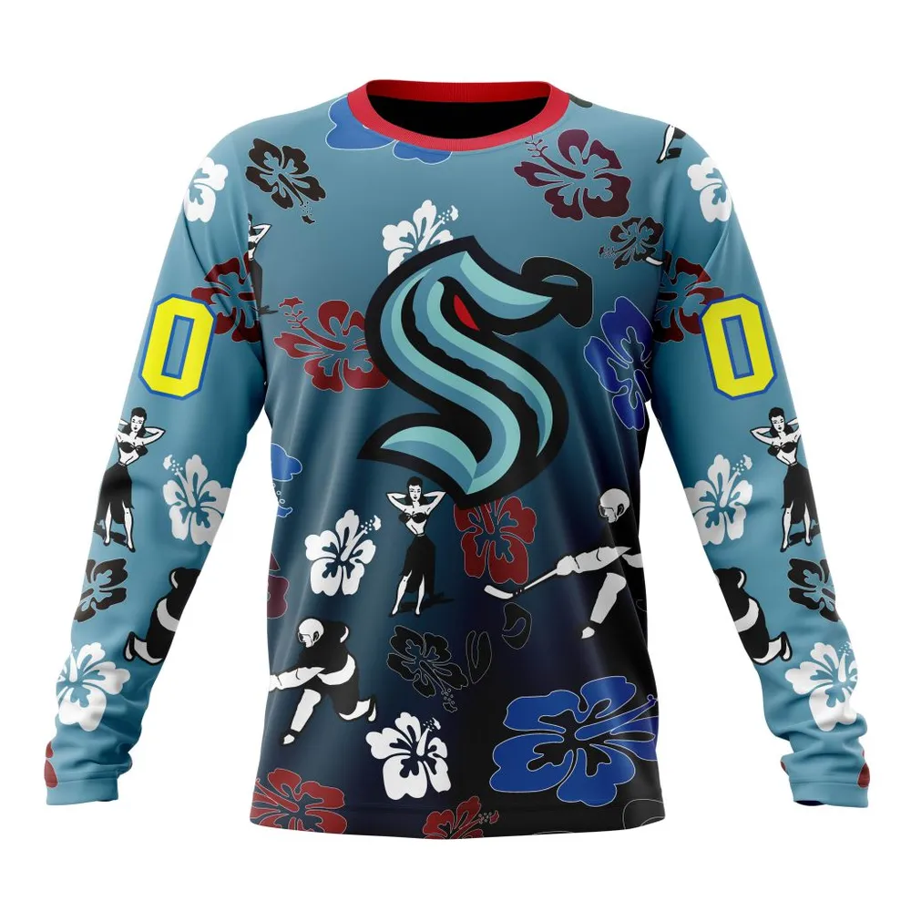 NHL Seattle Kraken X Hawaii Specialized Design For Hawaiia V0122 Long Sleeved Sweatshirt 