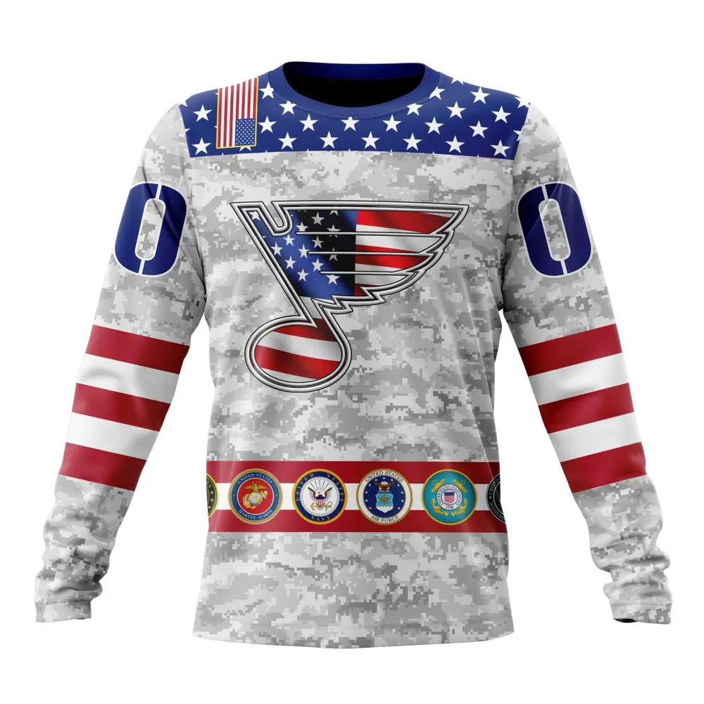 NHL St. Louis Blues Armed Forces Appreciation St2201 Long Sleeved Sweatshirt 