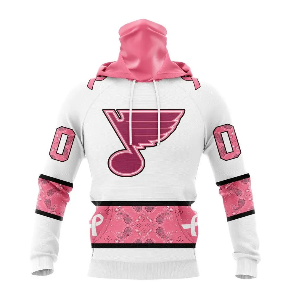 NHL St. Louis Blues In Classic Style With Paisley! In October We Wear Pink Breast Cancer Mask Hoodie