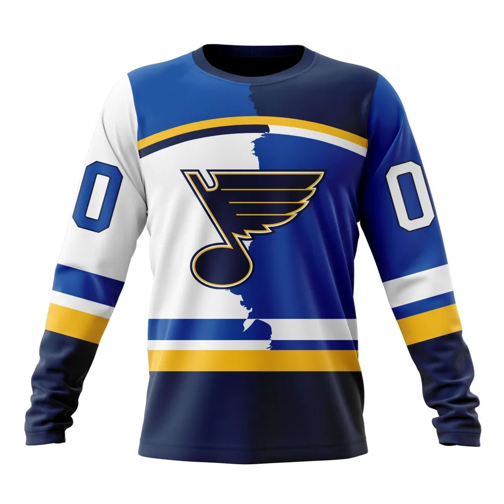 NHL St. Louis Blues Personalize Home Mix Away Kits Long Sleeved Sweatshirt 