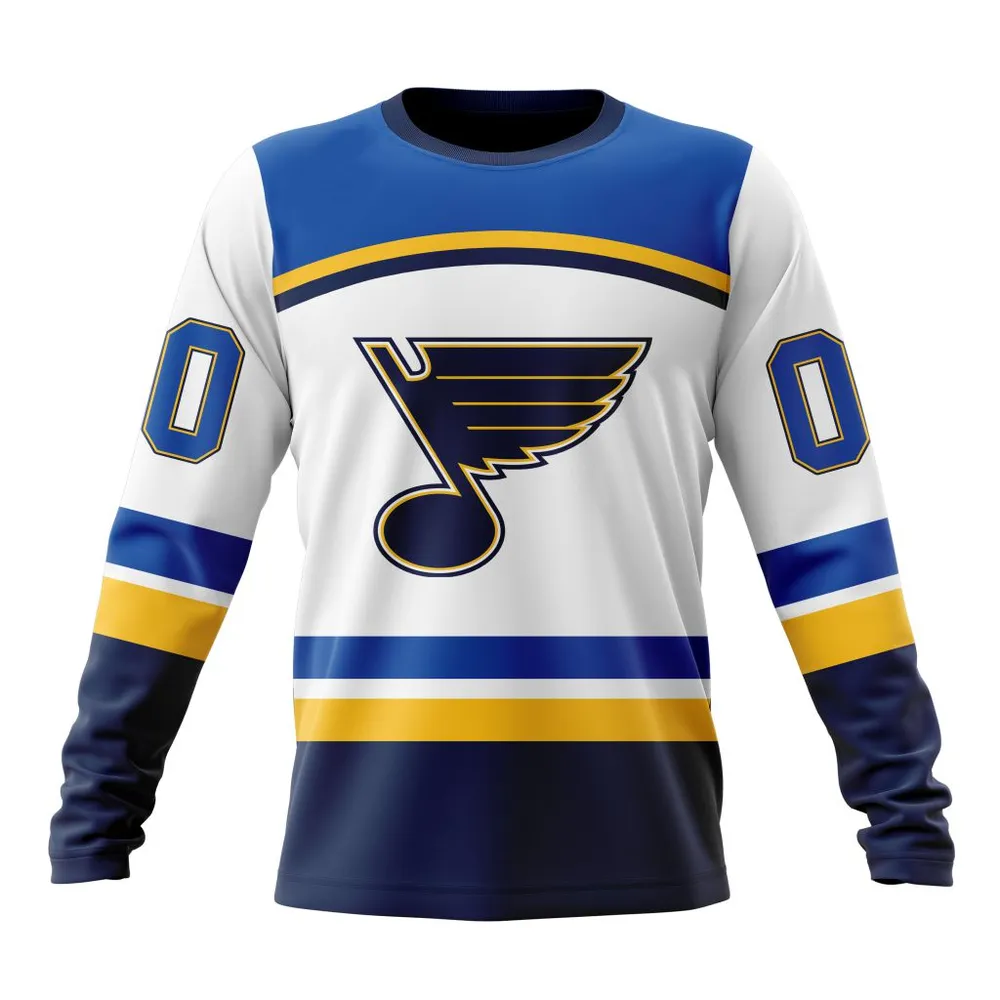 NHL St. Louis Blues Personalized Away Kits Long Sleeved Sweatshirt 