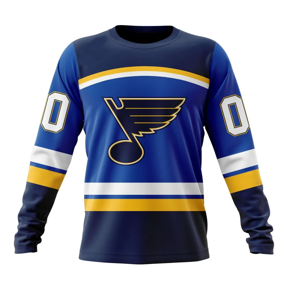 NHL St. Louis Blues Personalized Home Kits Long Sleeved Sweatshirt 