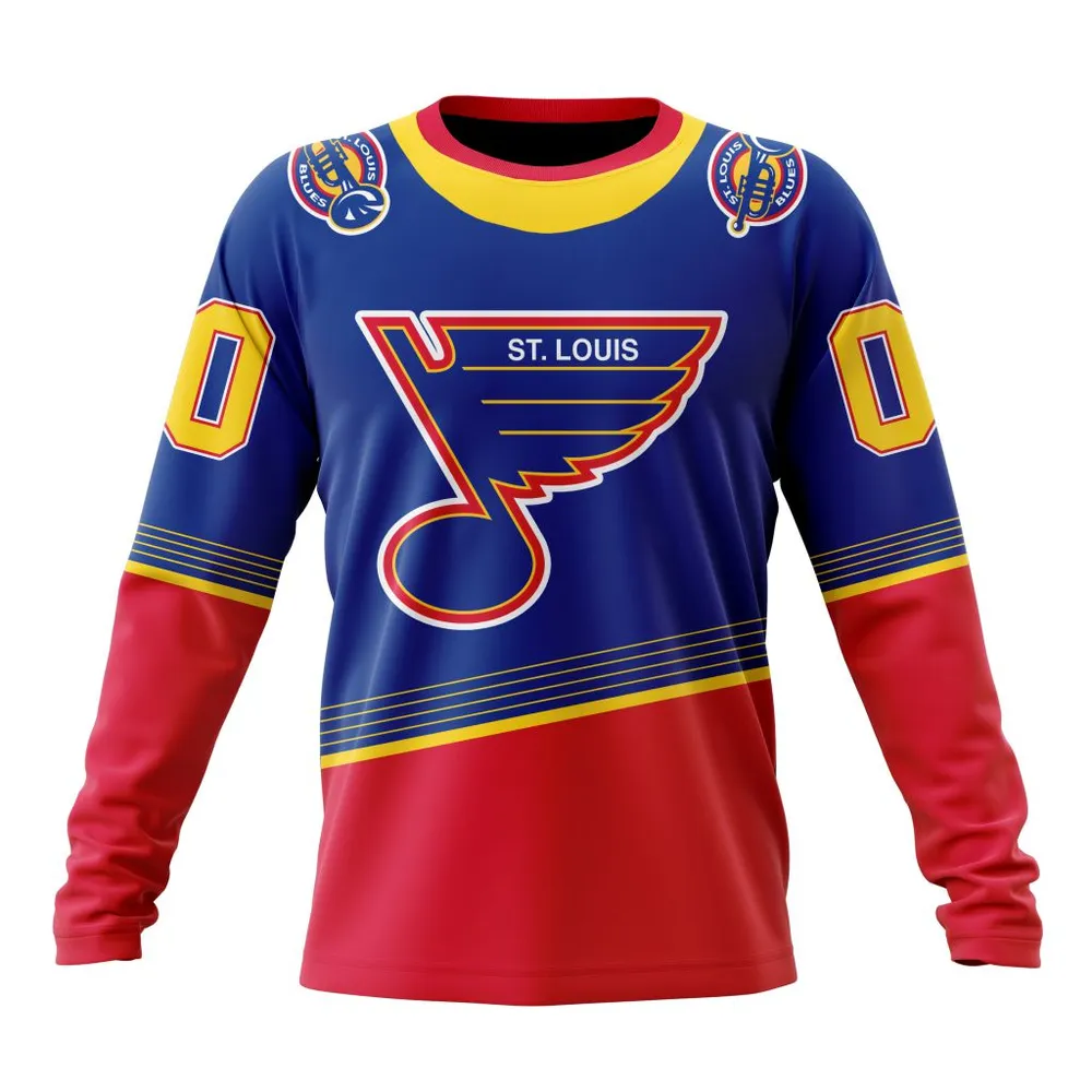 NHL St. Louis Blues Special 90S Retro Kits Long Sleeved Sweatshirt 