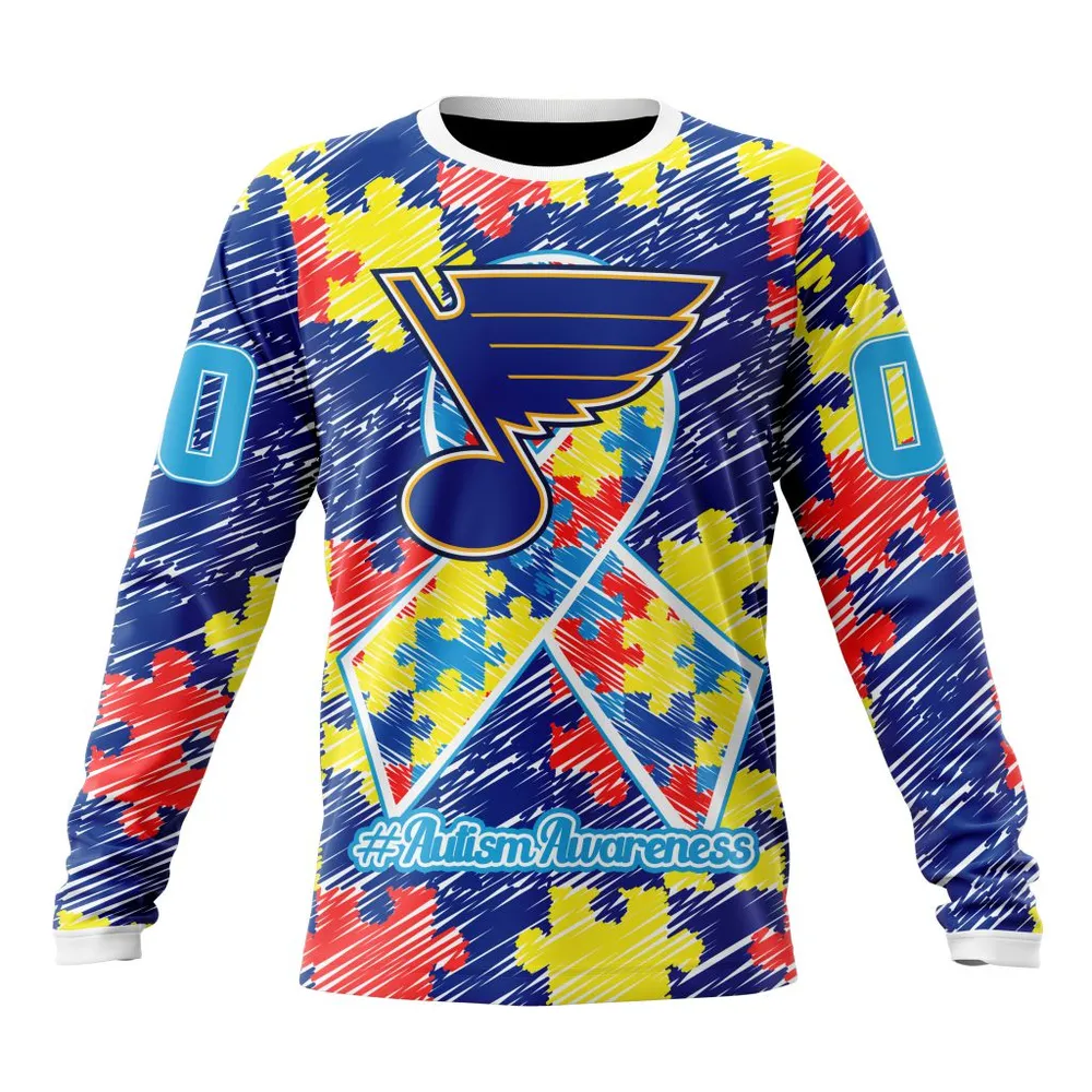 NHL St. Louis Blues Special Autism Awareness Design St2201 Long Sleeved Sweatshirt 