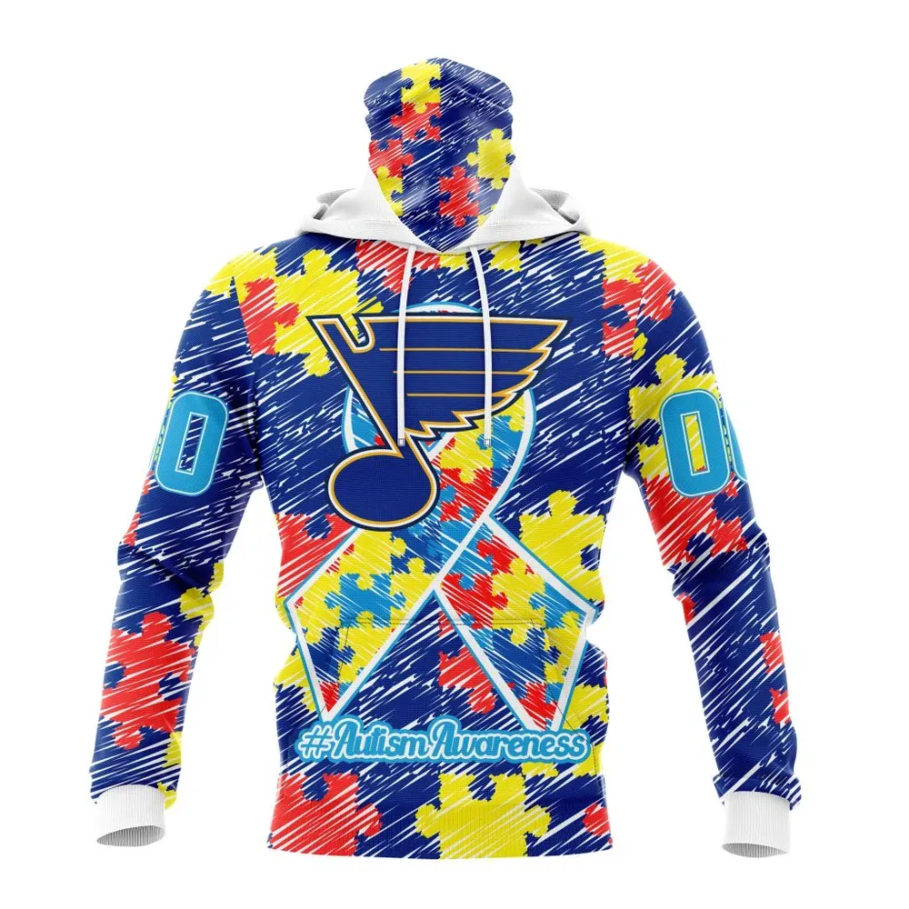 NHL St. Louis Blues Special Autism Awareness Design St2201 Mask Hoodie