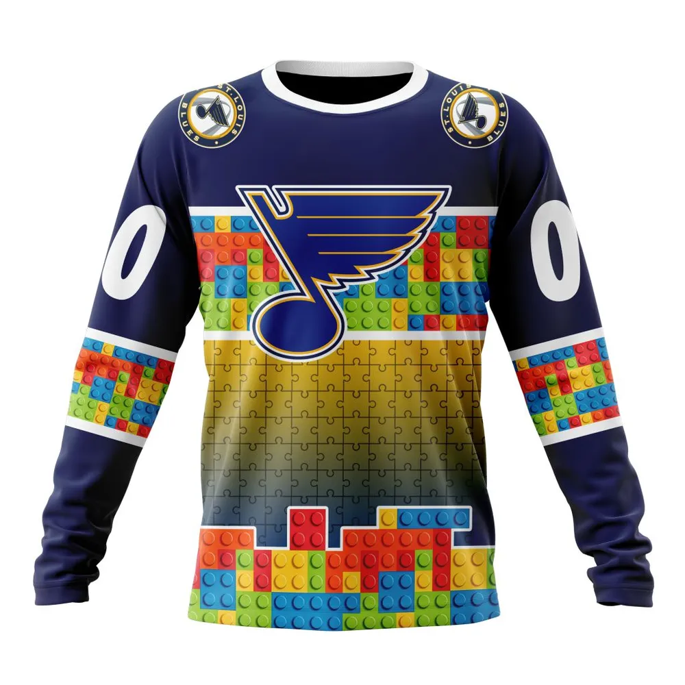 NHL St. Louis Blues Special Autism Awareness Design V2301 Long Sleeved Sweatshirt 