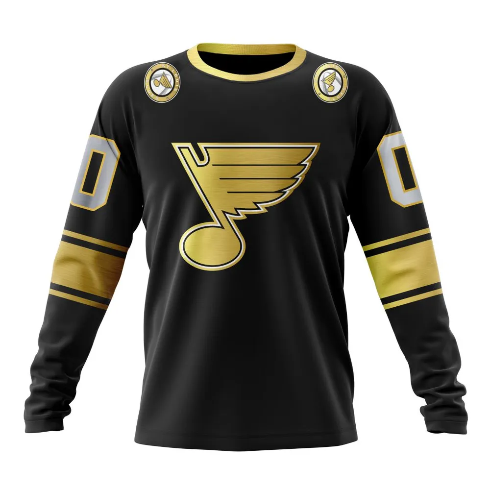 NHL St. Louis Blues Special Black And Gold Design St2401 Long Sleeved Sweatshirt 