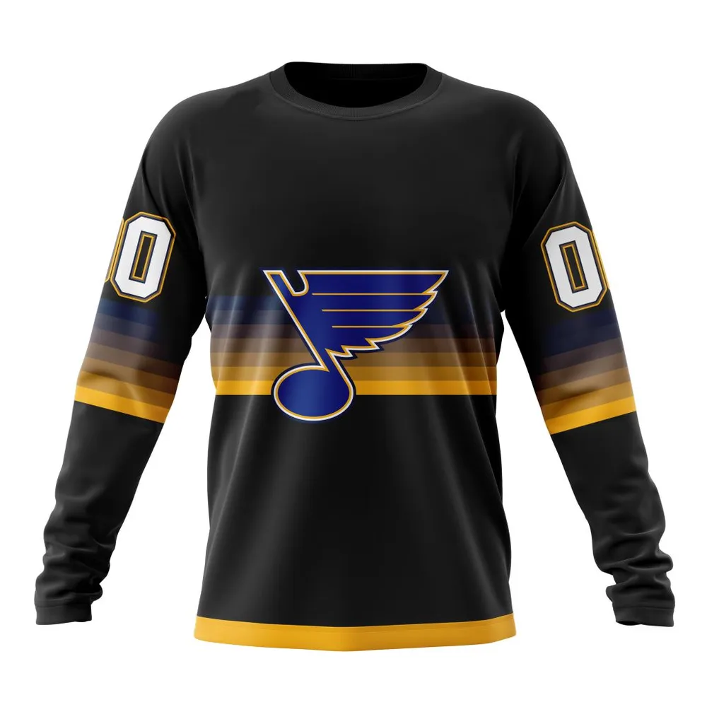 NHL St. Louis Blues Special Black And Gradient Design St2301 Long Sleeved Sweatshirt 