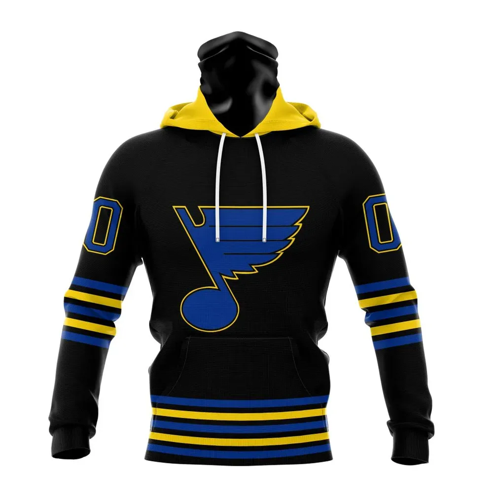 NHL St. Louis Blues Special Blackout Design St2401 Mask Hoodie