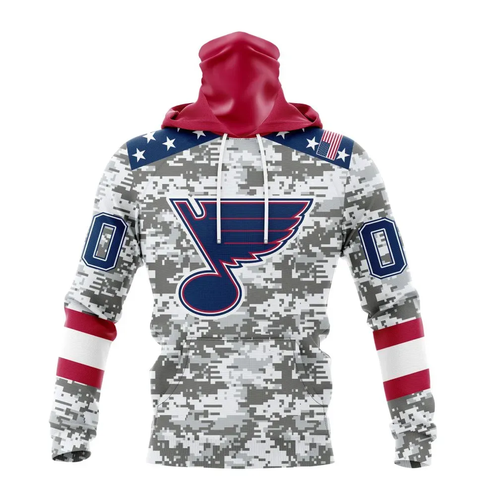 NHL St. Louis Blues Special Camo Design For Veterans Day St2301 Mask Hoodie