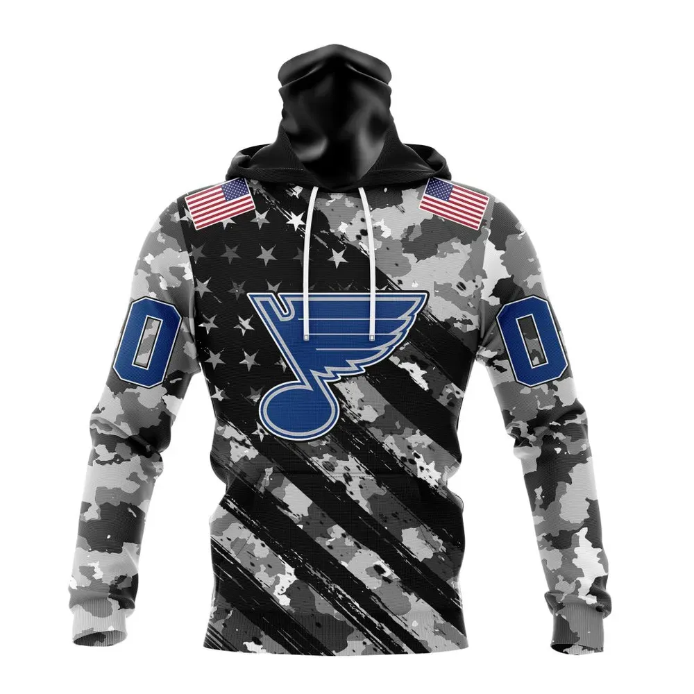 NHL St. Louis Blues Special Camo Military Design St2301 Mask Hoodie