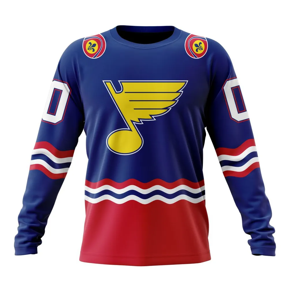 NHL St. Louis Blues Special City Connect Design St2402 Long Sleeved Sweatshirt 