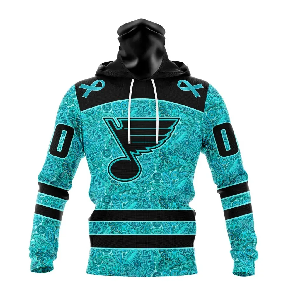 NHL St. Louis Blues Special Design Fight Ovarian Cancer St2201 Mask Hoodie