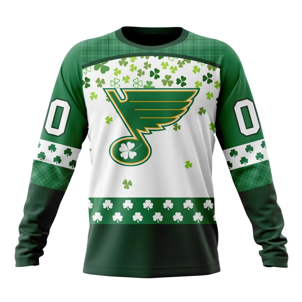 NHL St. Louis Blues Special Design For St. Patrick Day St2401 Long Sleeved Sweatshirt 