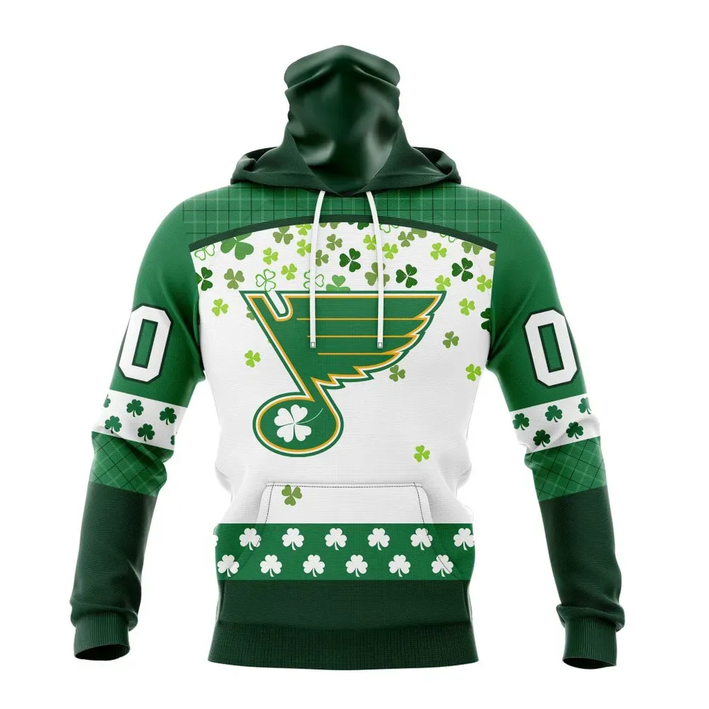 NHL St. Louis Blues Special Design For St. Patrick Day St2401 Mask Hoodie