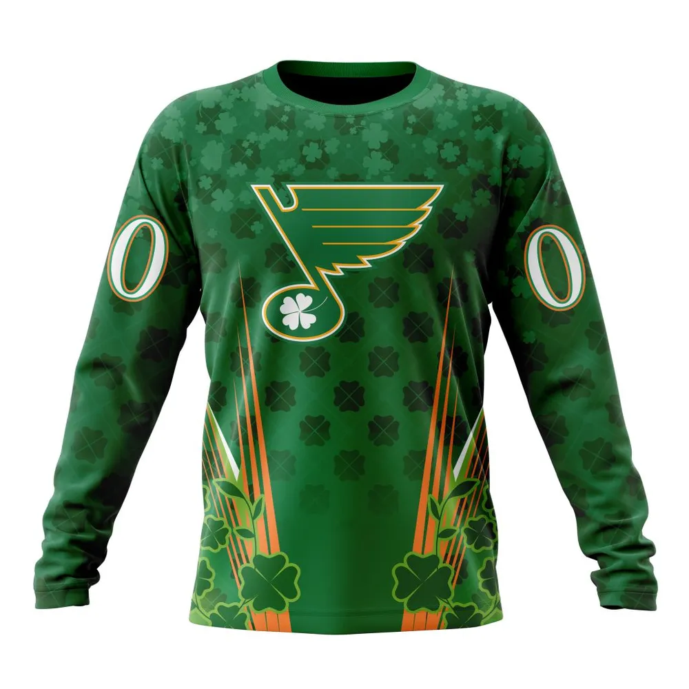 NHL St. Louis Blues Special Design For St. Patrickâ€™S Day St2402 Long Sleeved Sweatshirt 