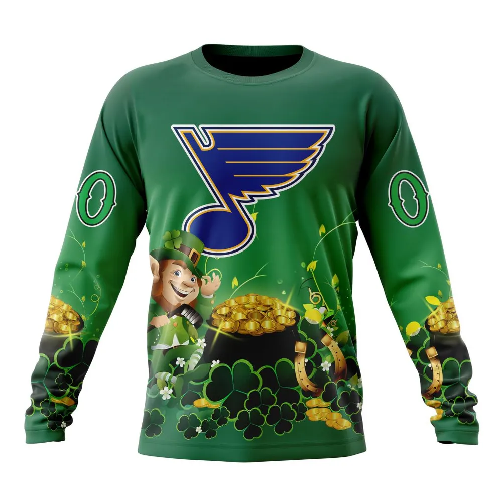 NHL St. Louis Blues Special Design For St. Patrickâ€™S Day St2403 Long Sleeved Sweatshirt 