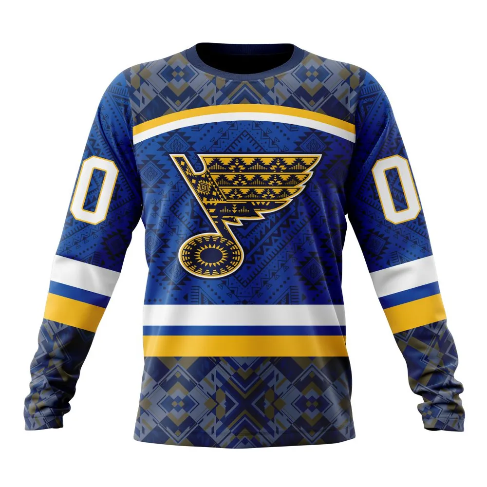 NHL St. Louis Blues Special Design With Native Pattern St2303 Long Sleeved Sweatshirt 