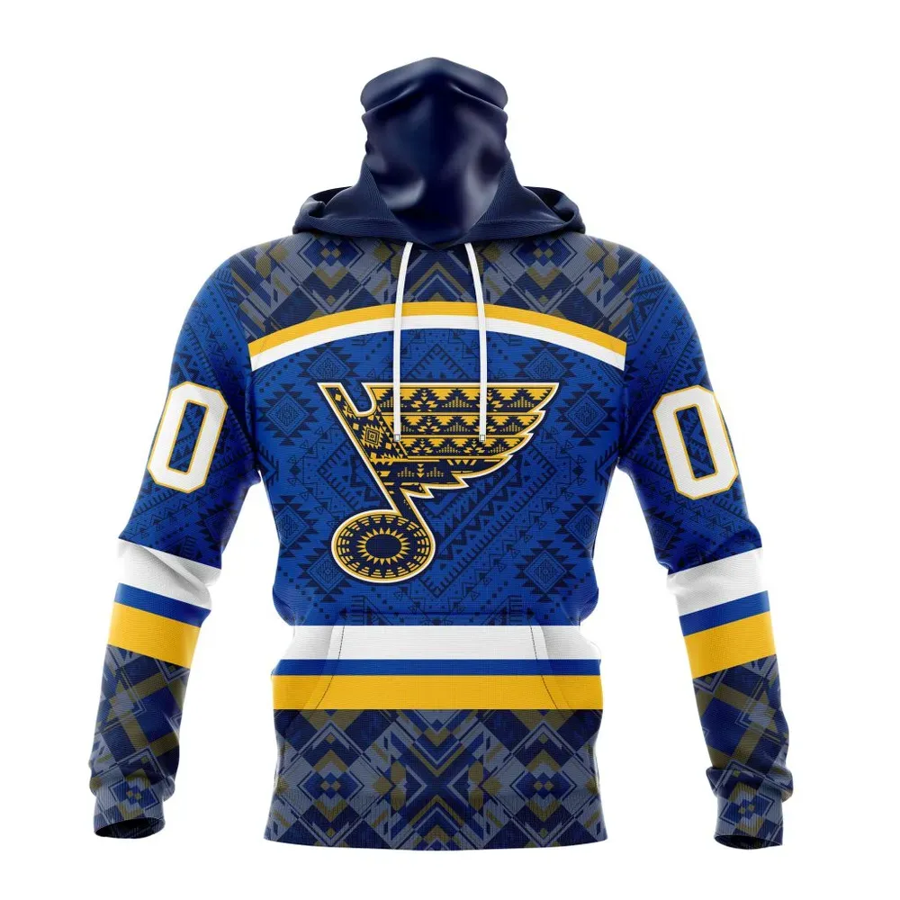 NHL St. Louis Blues Special Design With Native Pattern St2303 Mask Hoodie